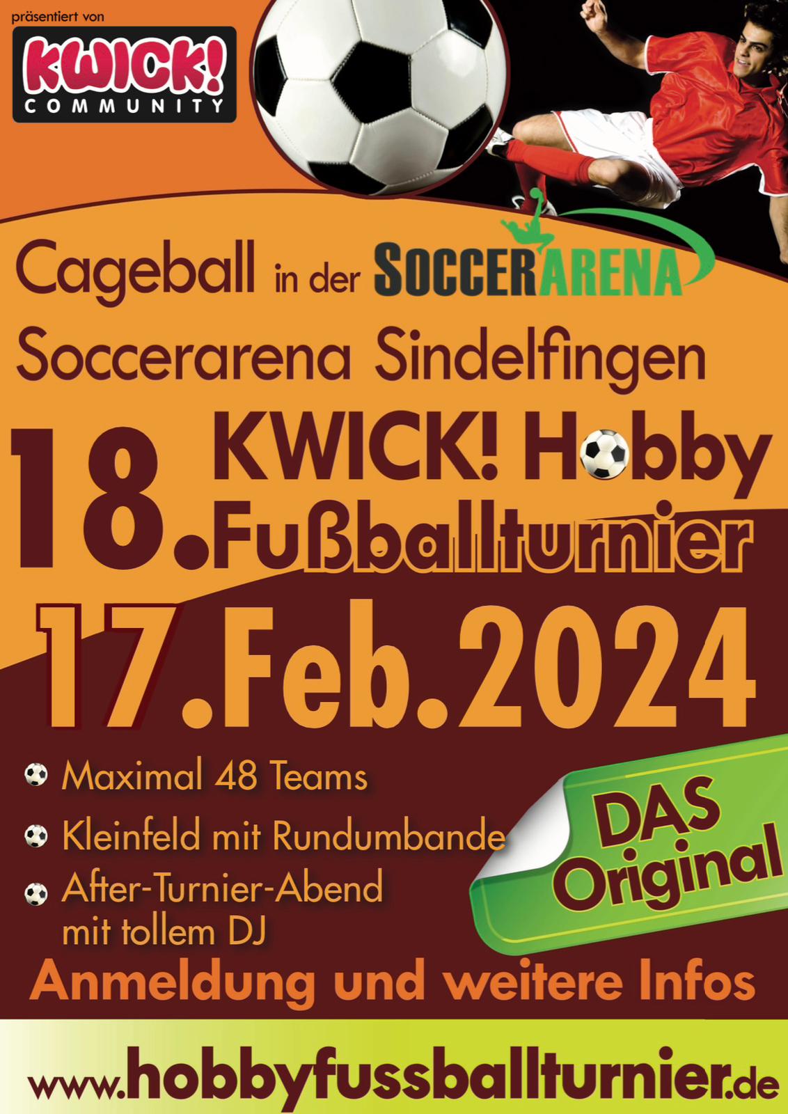 Cageball in der Socceranea Sindelfingen - 18. KWICK! Hobby Fußballturnier 17.02.2024
